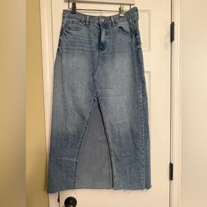 Sincerely Jules Jean Denim Maxi Skirt with Front Slit 7/28 Anthropologie $198